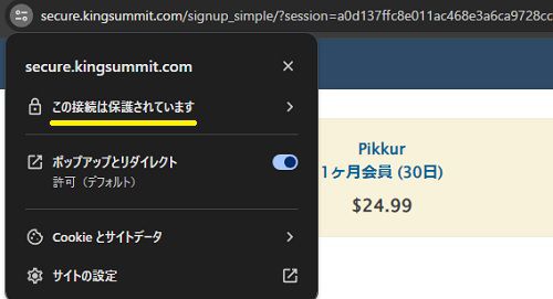 pikkurの決済ページはしっかりSSL化されている