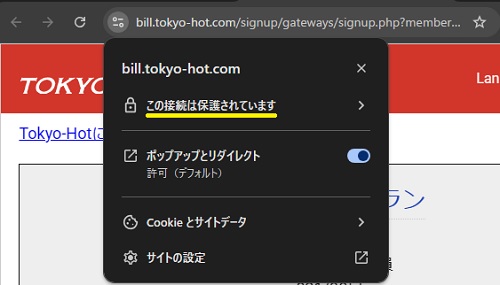 TOKYO HOT【東京熱】の決済ページはSSL化されている